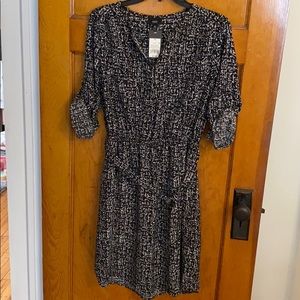 Black patterned business casual dress